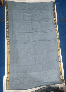 Écharpe en coton bleu poussière, paréo, sarong, bordure dorée Zari, design estival, plage, doux, respirant, foulard pour femme - Product Image 6