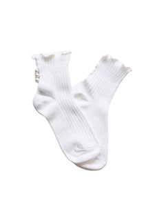 High Quality Ribbed Ruffle Ankle <b>Socks</b> with Decor for Women Soft Cotton Wholesale Made in Vietnam Factory Customizable - Product Image 3