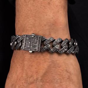 Pulsera de Lujo de Plata 925 con Mosaico de Moissanita de 14mm, Estilo Hip Hop Cubano, Tres Hileras, para Hombre, 68g, Certificada GRA - Product Image 4