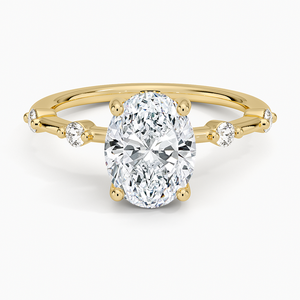 Anillo de Compromiso Solitario con Moissanita de Corte Ovalado de 2 Quilates y Piedras Laterales - Product Image 1