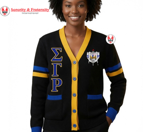 เสื้อสเวตเตอร์ Sigma Gamma Rho Sorority แบบถัก สีทอง สีน้ำเงินรอยัล สไตล์คลาสสิกแบบดั้งเดิม คาร์ดิแกน โพลีเอสเตอร์/อะคริลิก ลำลอง - Product Image 4