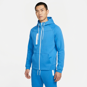 Ensemble de survêtement unisexe bleu, sweat-shirt à capuche zippé et pantalon long, couleur unie décontractée, polyester respirant, vêtements de printemps - Product Image 2