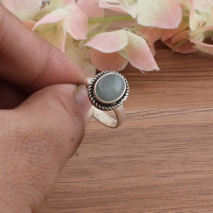 Bague en argent sterling 925 avec sertissage en bélière en aigue-marine naturelle, pierre précieuse bleu clair authentique, bijoux, pierre de naissance de mars, fête - Product Image 4
