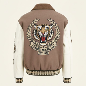 Chaqueta Varsity Personalizada con Logotipo para Hombre, Estilo Urbano Y2K, Chaqueta Letterman Vintage, Parche de Chenilla Bordado, Chaqueta Bomber de Lana Gruesa - Product Image 2