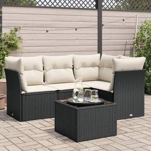 Conjunto de Sofás Modulares Grandes de Ratán PE Negro para Jardín, Muebles de Exterior Elegantes - Product Image 1