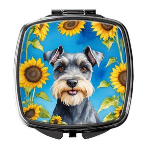 Espejo de maquillaje de viaje compacto para mujeres y niñas, girasoles Schnauzer, espejo de bolsillo de mano plegable decorativo, regalo - Product Image 1