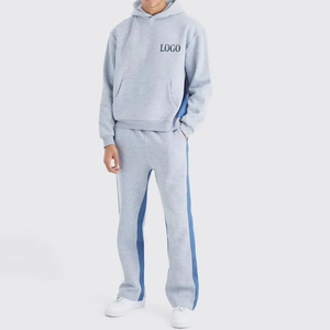 ชุดวอร์มผ้าฟลีซสีเทาแบบ unisex มีฮู้ด แขนยาว มีกระเป๋าข้าง แห้งเร็ว ปิดด้วยเชือกผูก ระบายอากาศได้ดี สไตล์มินิมอล - Product Image 1