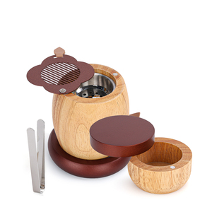 Acacia Wood Incense Holder <b>with</b> Lid Stainless Steel Charcoal Tray Aromatherapy <b>Diffuser</b> for Home Kitchen - Product Image 1
