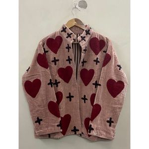 Hand Embroidered <b>Velvet</b> Cotton <b>Jacket</b> <b>Women</b> Mandarin Collar Full Sleeve Autumn Winter Bohemian Eye Pattern Eco-Friendly Open - Product Image 1