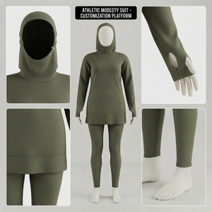 Conjunto de Sudadera con Capucha y Pantalones Largos para Mujer, Color Gris, Corte Regular, Otoño, Poliéster/Algodón, Ecológico, Transpirable, Modesto - Product Image 4