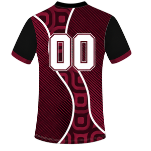 <b>Burgundy</b> Black Rugby Jersey <b>Shorts</b> Set <b>Short</b> Sleeve V Neck Geometric Team Uniform Custom Breathable Training Athletic Sportswear - Product Image 5
