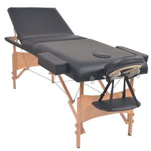 Table de massage pliante noire à 3 zones et ensemble de tabourets, épaisseur 3,9'' - Product Image 3
