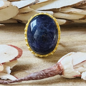 Trendy Wholesale Brass <b>Ring</b> Blue Sun Stone <b>Gold</b> Plated <b>Ring</b> Ethnic Tribal Statement <b>Ring</b> <b>Cocktail</b> Wholesale <b>Ring</b> For Women - Product Image 6