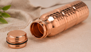 Copper <b>Water</b> <b>Bottle</b> Handcrafted Hammered Finish Portable Minimalist Design Travel Use - Product Image 2