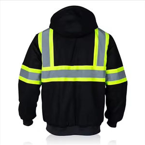 เสื้อฮู้ดทำงานแบบมีไฟ LED สะท้อนแสงกันน้ำสำหรับผู้ชาย  ผ้าโพลีเอสเตอร์บุขนแกะ  ความปลอดภัยระดับ ANSI Class 3  มองเห็นได้ชัดเจน  แบบกำหนดเองได้  ให้ความอบอุ่น - Product Image 4