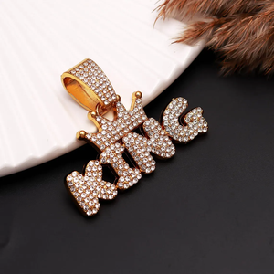 Colgante de Corona de Rey Chapado en Rodio con Moissanita y Diamantes de Imitación, Colgante de Estilo Hip Hop Unisex para Uso Diario - Product Image 1