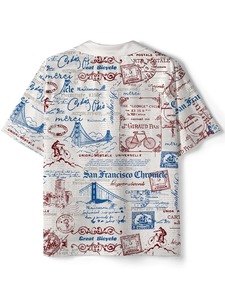 San Francisco Chronicle Print Men's Short Sleeve Shirt Regular Fit Breathable <b>Polyester</b> Summer Wear - Product Image 2