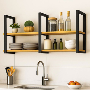 Étagère murale en métal contemporaine pour chambre et bureau - Product Image 1