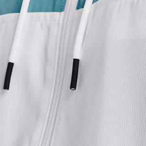 Veste coupe-vent à capuche pour homme, blanche, avec fermeture éclair à blocs de couleur bleue, vêtement d'extérieur décontracté pour le printemps, protection UV - Product Image 4