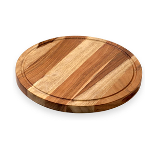 Tabla de cortar redonda de madera de acacia al por mayor de fábrica con asa incorporada para preparación de alimentos, hecha en Vietnam, buen precio - Product Image 1