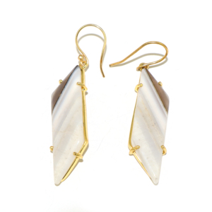 Pendientes Colgantes de Ágata Natural en Rodajas con Engaste de Oro de 18K, Forma Elegante, Joyería para Mujeres y Niñas, Venta al por Mayor - Product Image 2