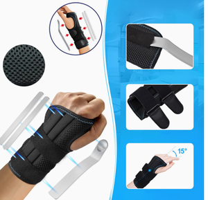 PROFIT SPORTS Black Adjustable Breathable <b>Wrist</b> <b>Support</b> Brace with Metal Splint Thumb Loop Hook and Loop Wrap for Gym Sport - Product Image 4