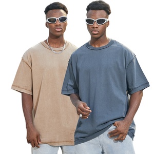High Quality Custom Oversized <b>Tshirt</b> Fashion Thick Heavy t Shirt Print embroidery logo High Collar Custom t Shirts Printing - Product Image 1
