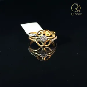 Gold ring with crystal center <b>stone</b> elegant double band design modern luxury jewelry for women perfect for gifting - Product Image 1