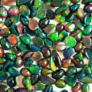 Ópalo etíope Welo negro natural, cabujón de 8x10mm y 10x14mm, piedra preciosa suelta para la fabricación de joyas, precio al por mayor, ópalo de fuego a granel. - Product Image 6
