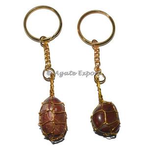 Porte-clés en pierre précieuse Red Jasper Cage Tumbled Keychains - Product Image 5