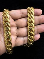 Collar de Moissanita Chapado en Oro Amarillo de 14K con Diamantes Vintage Tishya para Mujer, Cadena Miami de 14mm x 28/24/22/20/18/16 Pulgadas, Aniversario