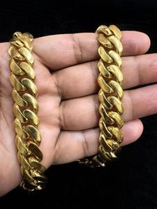 Collar Unisex de Moissanita y Plata de Ley Chapado en Oro Amarillo de 14k Estilo Vintage con Diamante Tishya, 14mm X 28/24/22/20/18/16" Tipo Miami LINK - Product Image 4