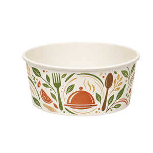 Bol en papier kraft écologique ludique de 500 ml (148 mm) pour salades, soupes, desserts – Idéal pour fêtes d'enfants, mariages, événements – Jetable et résistant à la chaleur - Product Image 2