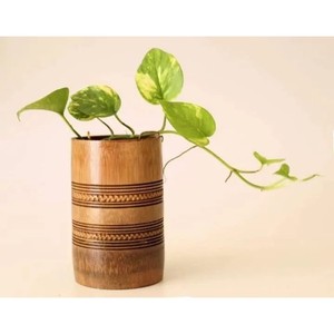 Pot de fleurs en bambou artisanal Aqdus Saleem, motif géométrique contemporain, écologique, usage décoratif - Vente en gros Moradabad Inde - Product Image 4