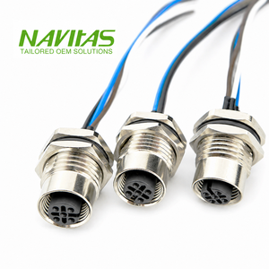 Câble M12 5 broches femelle à montage sur panneau, code A, étanche IP67, assemblage UL1007 24AWG en cuivre étamé, OEM personnalisé pour capteurs et automatisation - Product Image 4