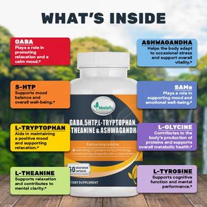 OEM/ODM <span class=keywords><strong>L</strong></span>-teanina capsule con GABA, Ashwagandha, <span class=keywords><strong>L</strong></span>-glicina-vitamine per donne e uomini supporto dell'umore - Product Image 4