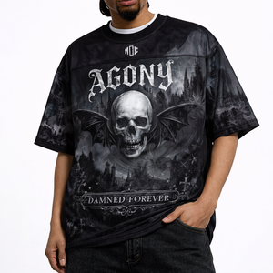 Jersey de Fútbol Americano Unisex Negro Personalizado, Estilo Oversize, con Estampado Gráfico Gótico, Ropa Urbana, Marca Privada Personalizada, OEM, Venta al Por Mayor, Hecho en EE. UU. - Product Image 3