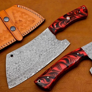Couteau de Chef Hachoir Robuste en Acier Damas de 12 pouces avec Manche en Résine, Personnalisable OEM/ODM, pour Viande, avec Étui en Cuir - Product Image 1