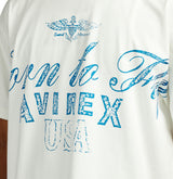 Custom OEM ODM 100% Cotton Avirex Men's <b>White</b> Short Sleeve T-Shirt With Blue Printed Logo O-Neck Casual Regular Fit Jersey - Product Image 5