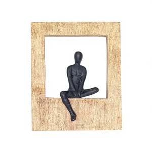 Sculpture murale artisanale en bois de manguier, art mural rustique en bois fait main, décoration murale en bois naturel pour salon et chambre à coucher - Product Image 6