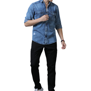 เสื้อเชิ้ตยีนส์ลำลองผู้ชาย ขายส่ง ปรับแต่งได้ สวมใส่สบาย ระบายอากาศดี ผ้าฝ้ายไม่เป็นขุย - Product Image 6