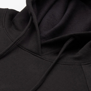 Unisex Classic <b>Black</b> Cotton <b>Hoodie</b> Adjustable Drawstrings Solid Color Loose Fit Pullover Eco-Friendly Fabric Front Winter Casual - Product Image 5