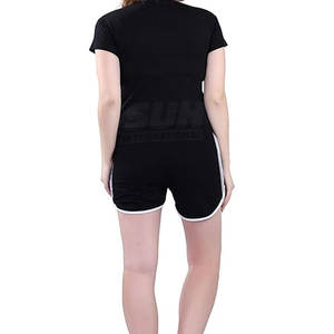 ชุดเสื้อยืดและกางเกงขาสั้นผู้หญิง ผ้าฝ้าย 100% ทรงปกติ สวมใส่สบาย สีพื้น แขนสั้น ระบายอากาศได้ดี แห้งเร็ว เหมาะสำหรับฤดูร้อน ผลิตในประเทศปากีสถาน - Product Image 5