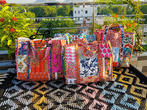 Ladies Summer Tote <b>Bag</b> Quilted Cotton Lightweight <b>Overnight</b> Carry Travel Customizable Floral Weekender <b>Bag</b> Premium Quality - Product Image 1