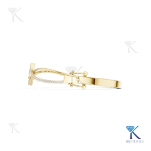 Luxury Lab Grown Diamond Statement <b>Bangle</b> Interlocking 14K 18K <b>Solid</b> <b>Gold</b> Fine Unisex Jewelry Party Gift - Product Image 5
