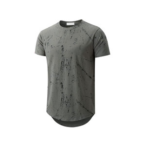 Men's <b>Black</b> White Abstract Print Short Sleeve O-Neck <b>T</b>-<b>Shirt</b> Regular Fit Casual Knitted <b>Long</b> Length Digital Print - Product Image 3