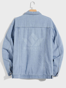 <b>Men's</b> Light Blue Washed Denim Trucker <b>Jacket</b> Button Closure <b>Long</b> Sleeve Oversized Regular Fit Casual Streetwear Jean <b>Jacket</b> - Product Image 3