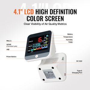 Monitor Professionale Mini per la Qualità dell'Aria 8 in 1: Contatore di Particelle per PM2.5, PM10, PM1.0, Formaldeide, Temperatura, Umidità, TVOC e AQI - Product Image 5