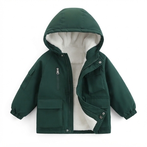 Ensemble de veste deux pièces brodée pour enfants, fermeture éclair intégrale, capuche, doublure en polaire écologique, vêtements de sport d'automne, tenue décontractée confortable pour garçons - Product Image 2