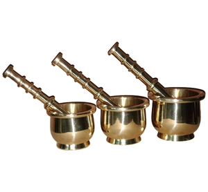 Brass Mortar And Pestle 3 Pieces Different Sizes <b>Engraved</b> Logo Design Herb Spice <b>Tools</b> Crushing and Grinding Spice Mortar Pestle - Product Image 1